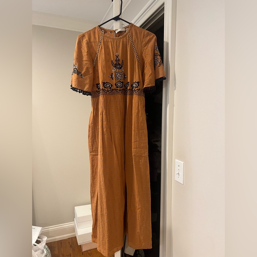 Zara TRF with beaded trim dress with pockets size XS